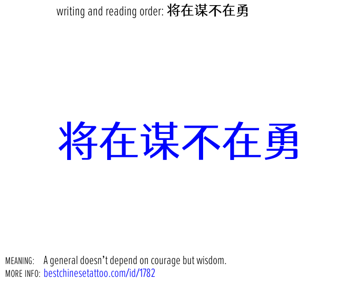 best chinese tattoos: A general doesn‘t depend on courage but wisdom.