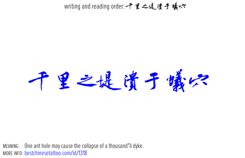 best chinese tattoos: One ant hole may cause the collapse of a thousand-li dyke.